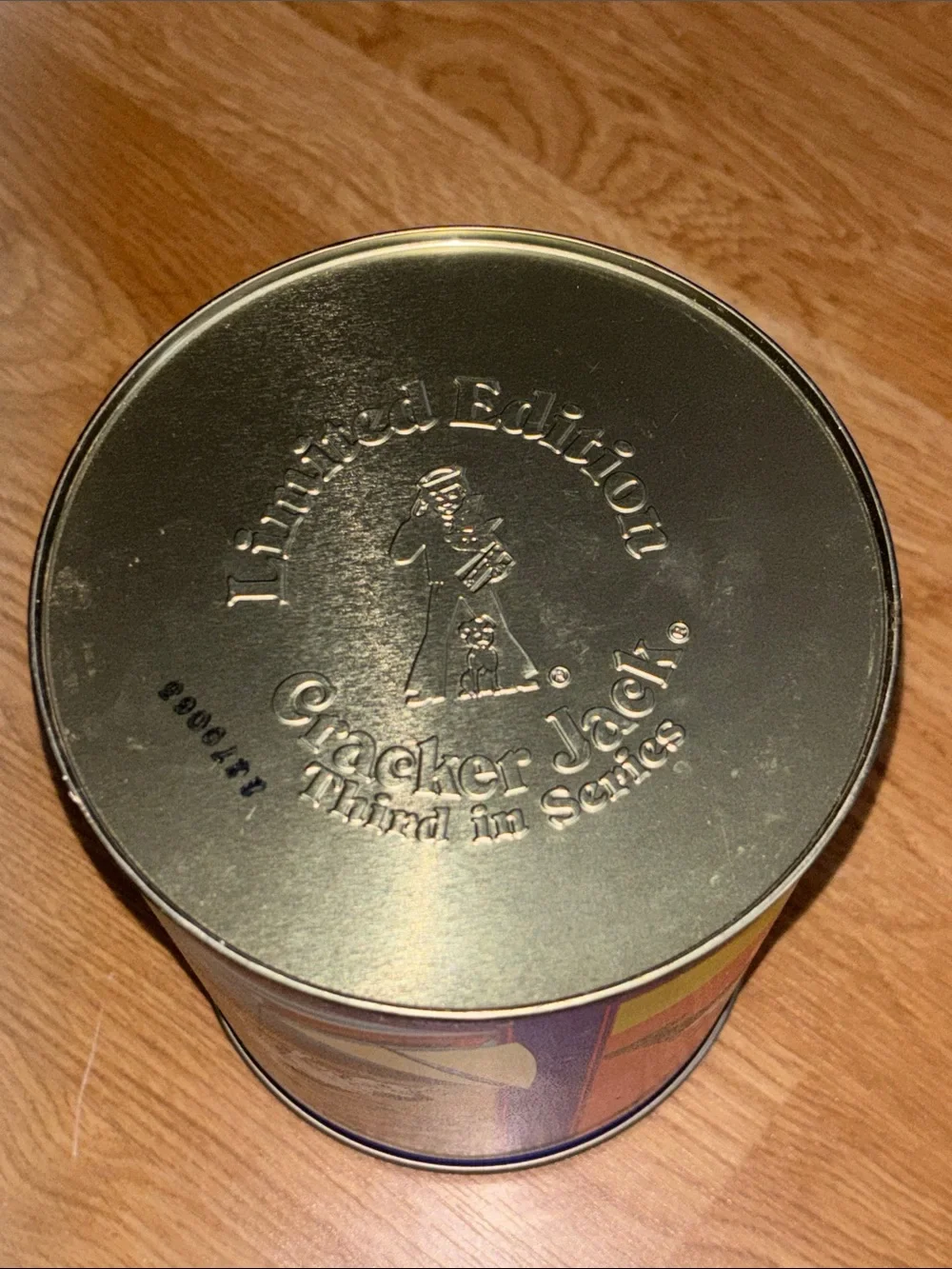 Cracker Jack Decorative Tin Canister - Red & Blue